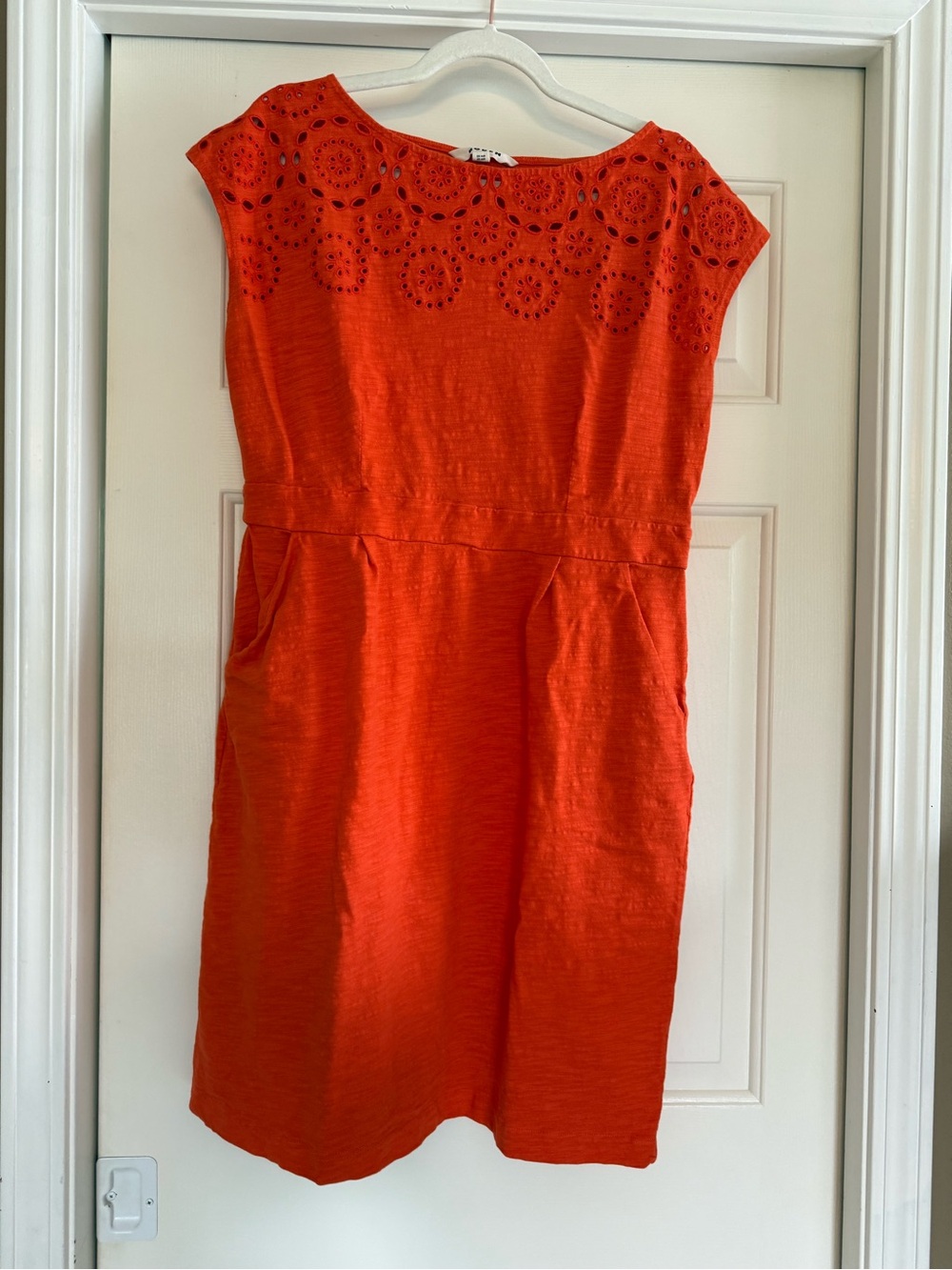 Boden Florrie Eyelet Yoke Orange Dress